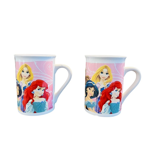 DISNEY MUGS Princess Ariel Belle Cinderella Aurora - Lot of 2 Mugs ~ 2014 - Picture 1 of 7